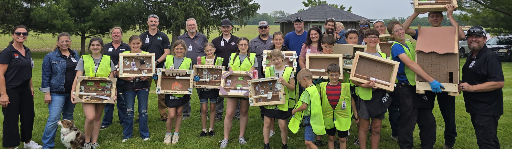 A GRIT Camp group celebrates completed hands-on projects.