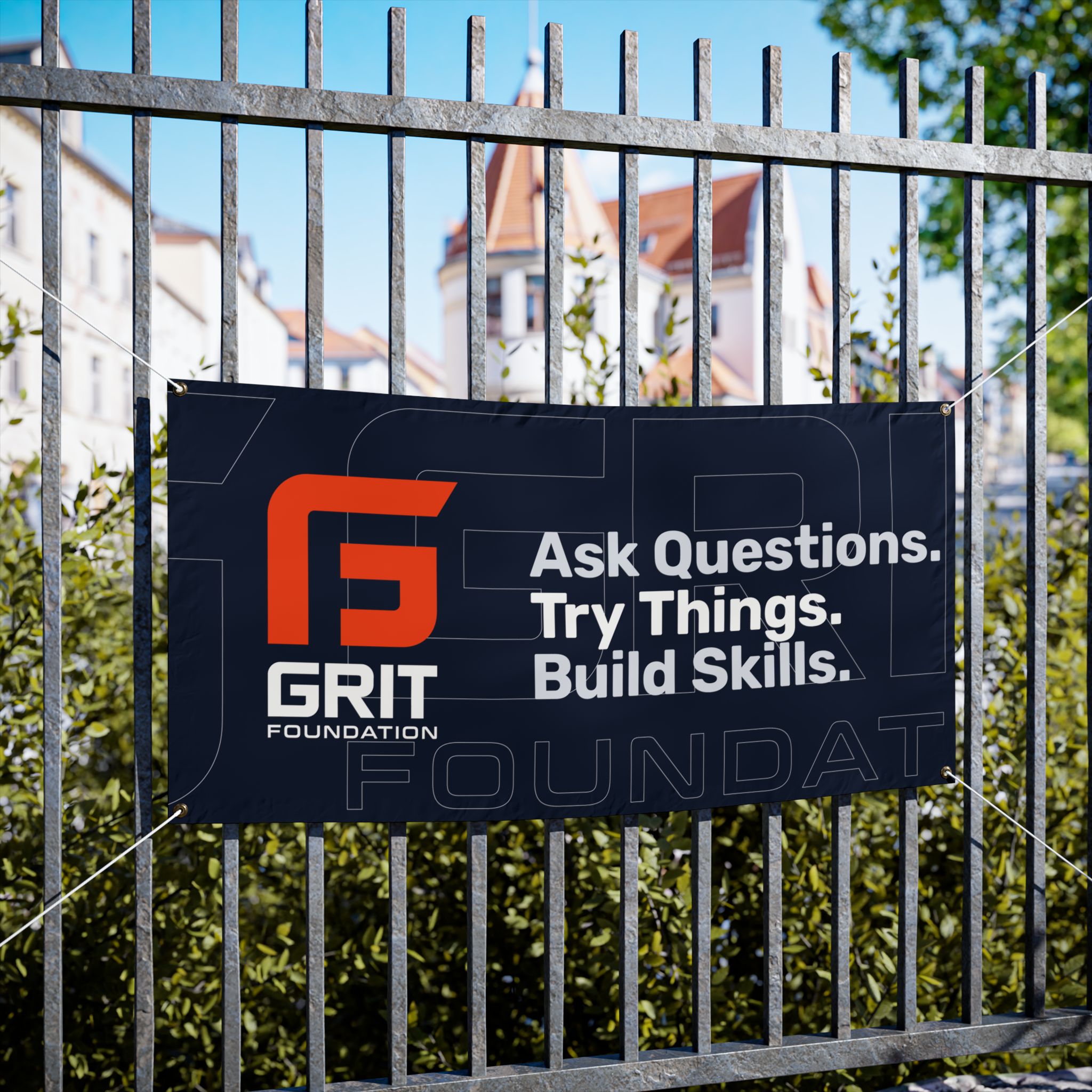 Dark Blue GRIT Foundation Banner — Outdoor Event Sign - Image 2