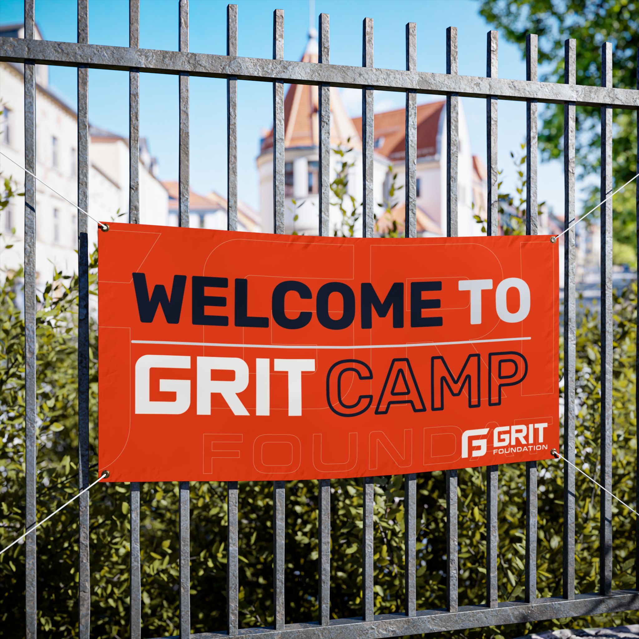 Orange "Welcome to GRIT Camp" Vinyl Banner — Outdoor Event Sign - Image 2