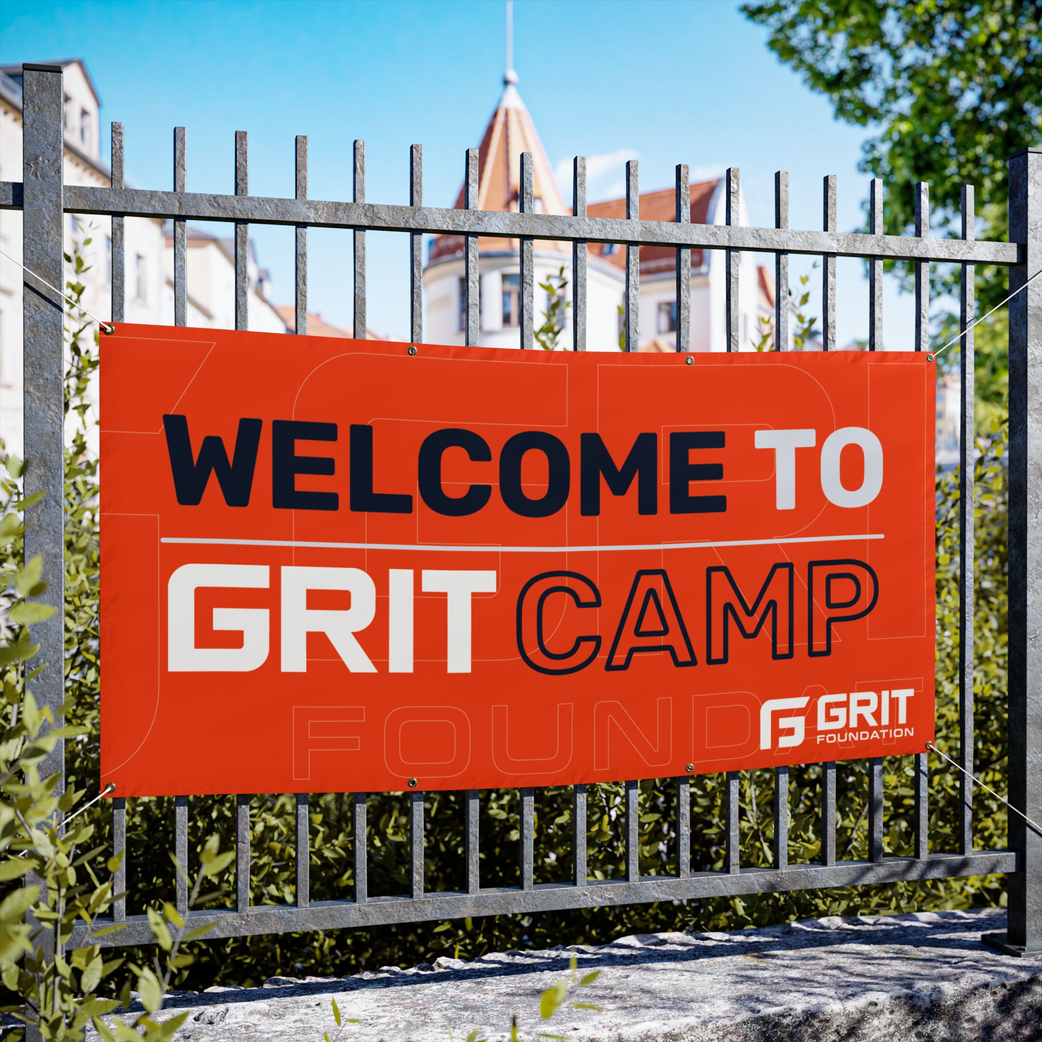 Orange "Welcome to GRIT Camp" Vinyl Banner — Outdoor Event Sign - Image 5